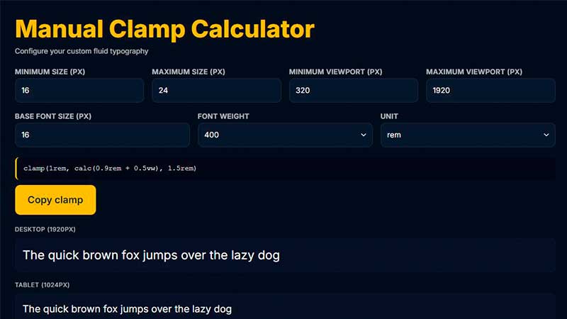 Clamp calculator